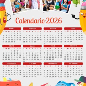 Calendario 2026 escolar personalizado